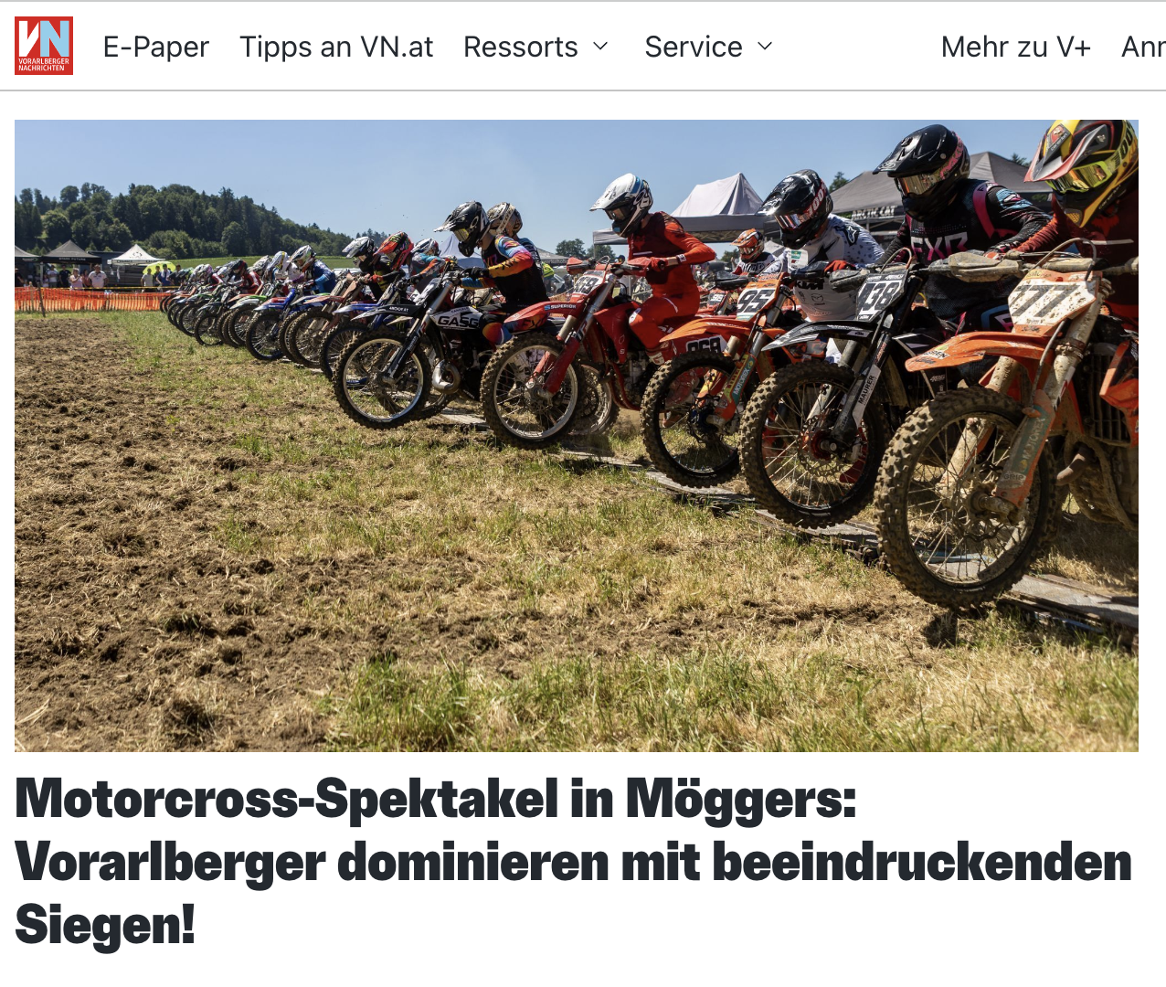 Alpencup Möggers auf VN.at Online Screen
