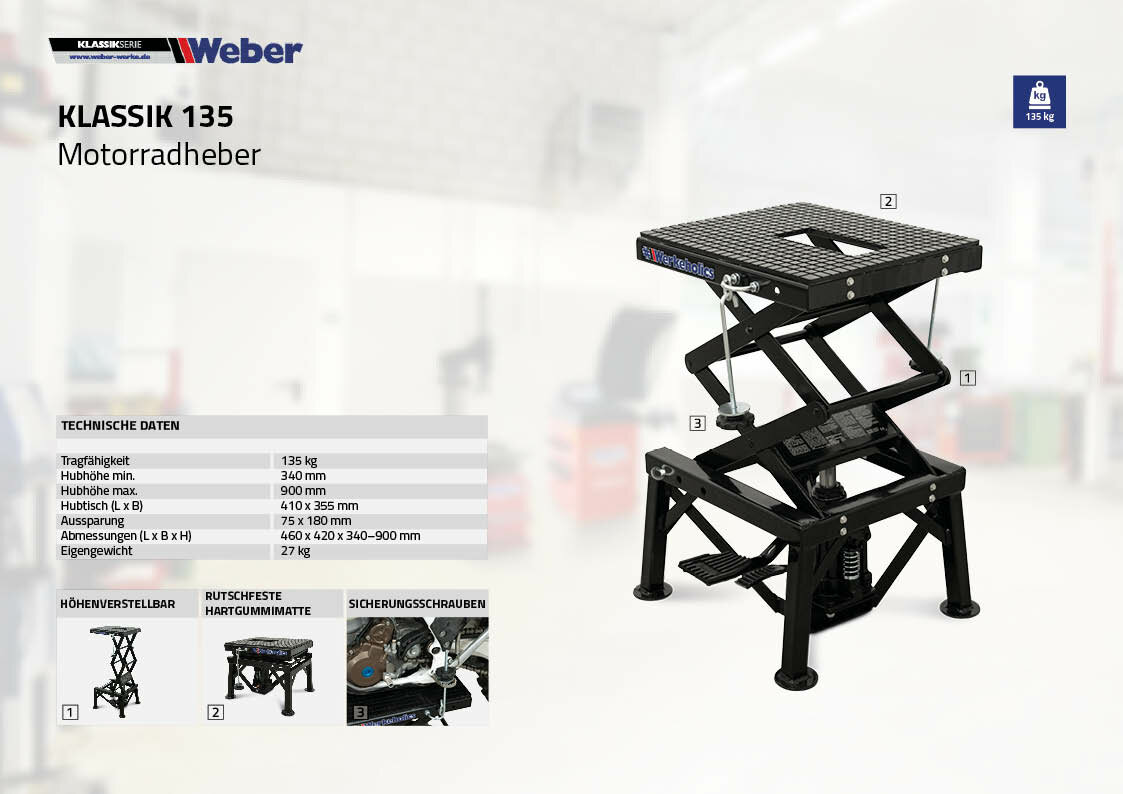 Weber Werke Alpencup Deal - Motorradheber Angebot mit Spezifikationen